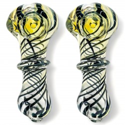 3" Gold Fumed Solo Rim Whirls Of Creativity In Every Puff Hand Pipes - 2pk [RJA94]